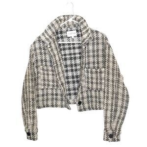 MyStyle Women's Cropped Button-Up Tweed Jacket Size L